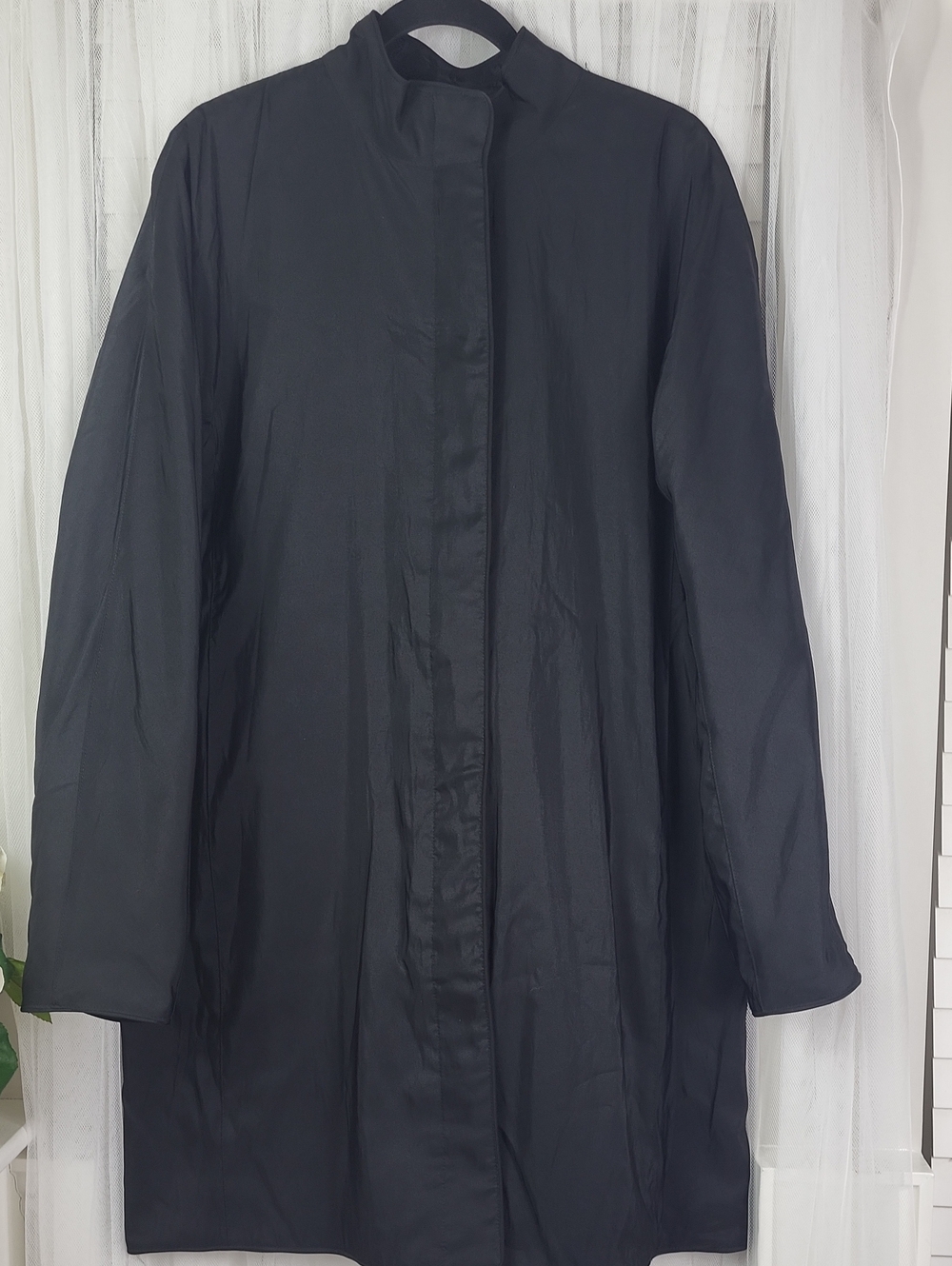 Mycra Pac Black Textured Reversible Long Trench Coat. Size M/L - Picture 9 of 11